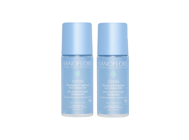 Déodorant Fraicheur Roll-On Anti-Traces Coton - 2x50ml