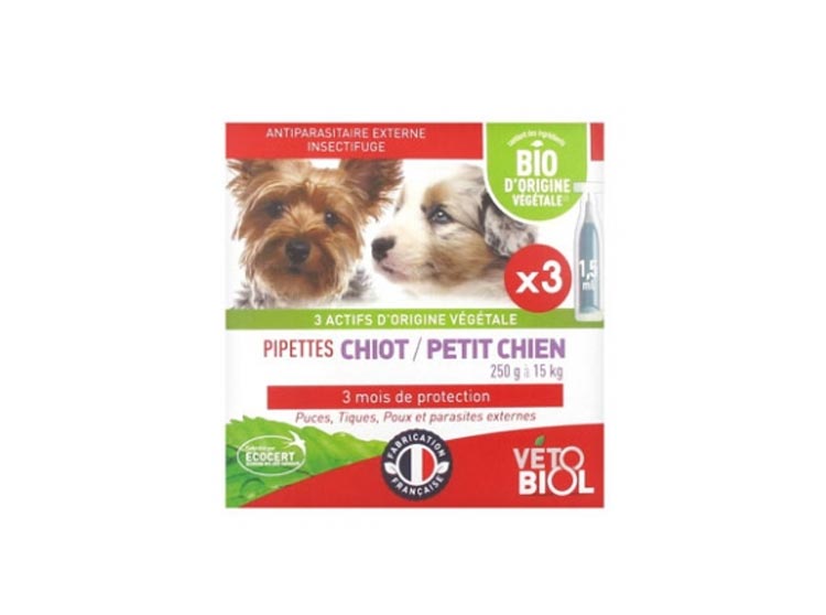 Vetobiol Pipettes Chiots / Petits chiens - de 250g à 15kg