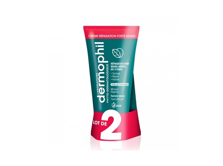 Dermophil Crème mains réparatrice  forte certfiée BIO -2 x 75ml