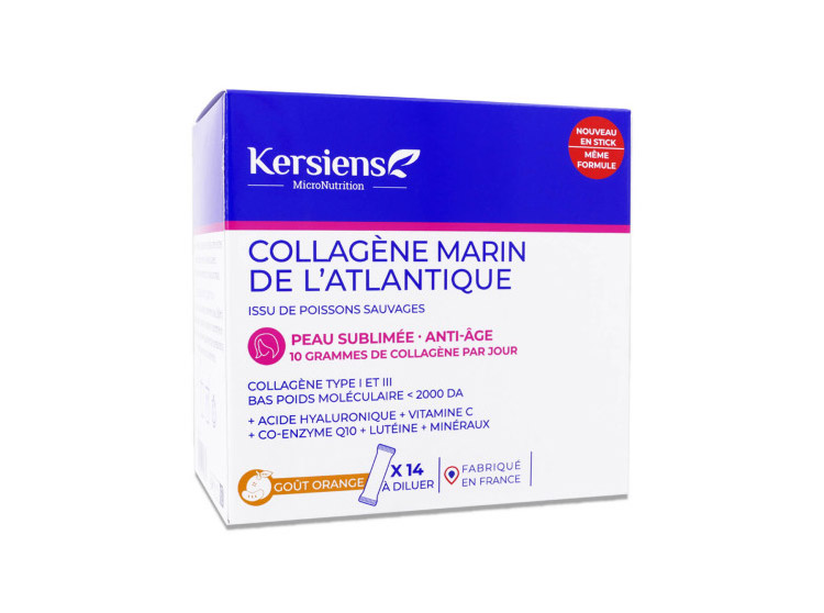 Collagène Marin de l'Atlantique Peau Sublimée Anti-Age - 14 sticks goût orange