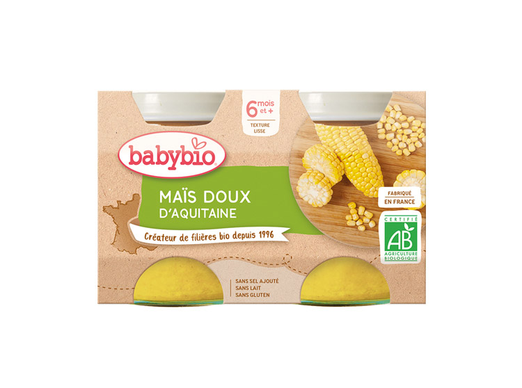 Babybio Petits pots maïs doux d'Aquitaine BIO - 2x130g