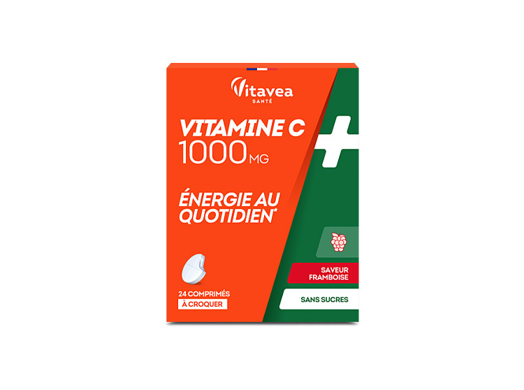 Vitamine C 1000mg Energie au Quotidien Saveur Framboise - 24 comprimés à croquer