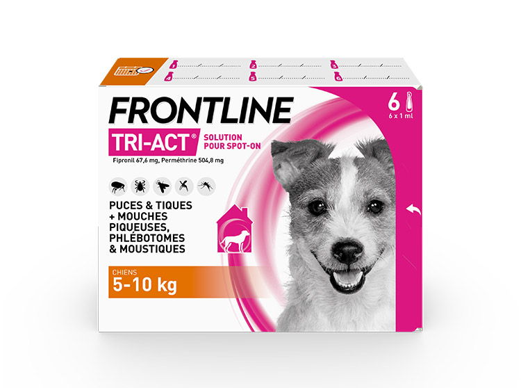 Tri-Act Chien S - Pipettes anti-puces pour chien de 5 à 10 kg - 6 pipettes de 1ml