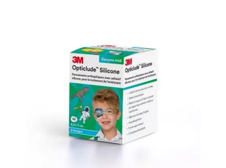 3M Opticlude Silicone Design Boy Midi 5.3x7 cm - 50 pansements