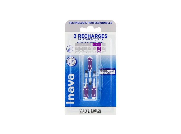 Inava Trio Compact/Flex Recharge Brossettes interdentaires 1,8mm - 3 brossettes