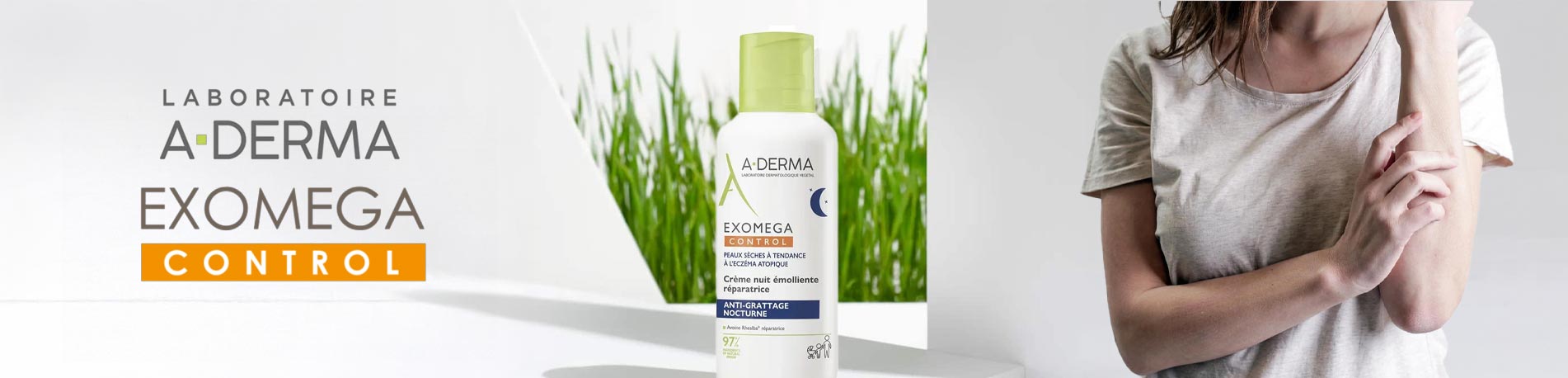 Bannière Exomega Control Crème Emolliente de Nuit A-Derma