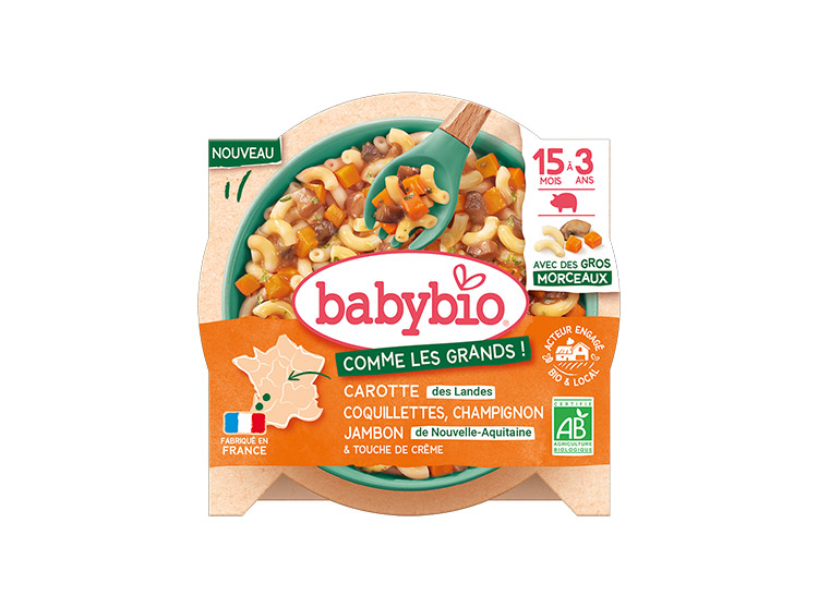 Plat Préparé Carottes, Coquillettes, Champignons, Jambon - 200g