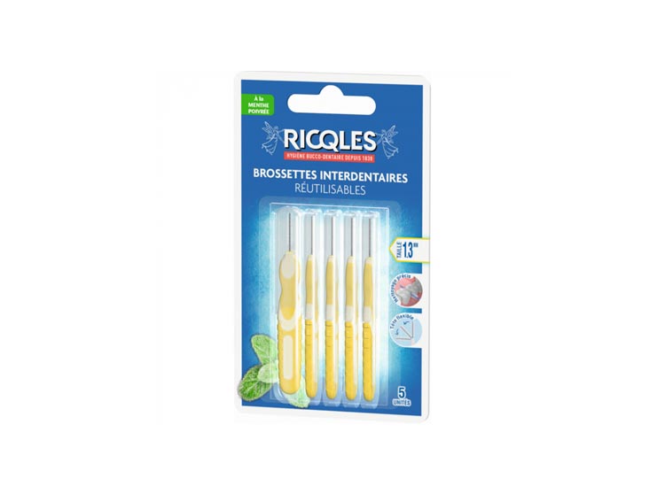 Ricqlès Brossettes interdentaires réutilisables 1,3mm - 5 brossettes