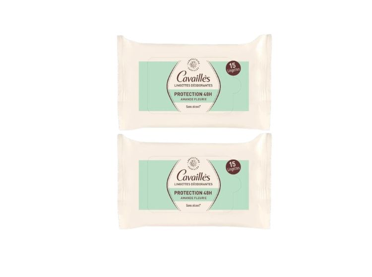Lingettes Déodorantes Protection 48h Amande Fleurie - 2x15 lingettes