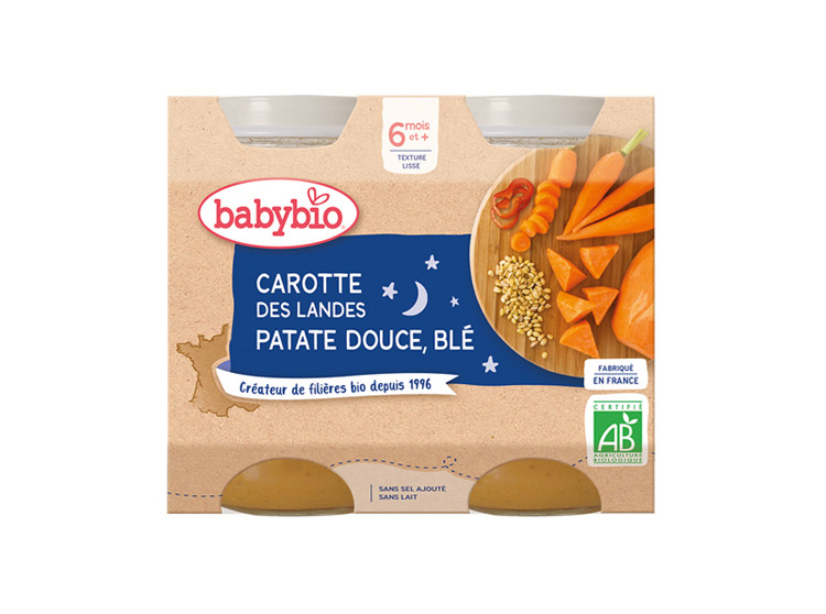 Babybio Petits pots Carotte des Landes patate douce & blé BIO - 2x200g