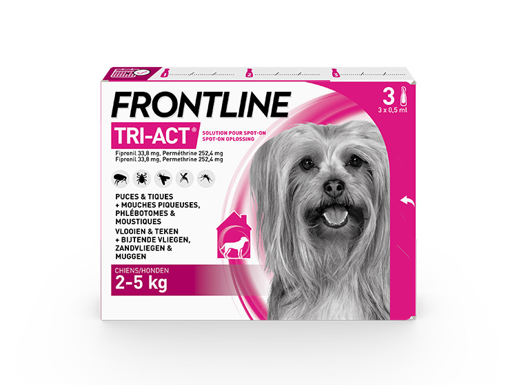 Tri-Act Chien XS - Pipettes anti-puces pour chien de 2 à 5 kg - 3 pipettes de 1ml